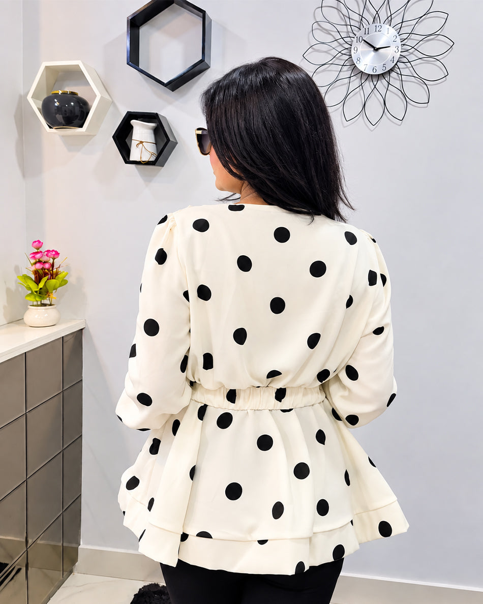 Polka Dot paplum Top