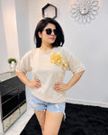 T shirt with 3 D flower