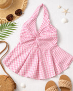 Check halter neck Top