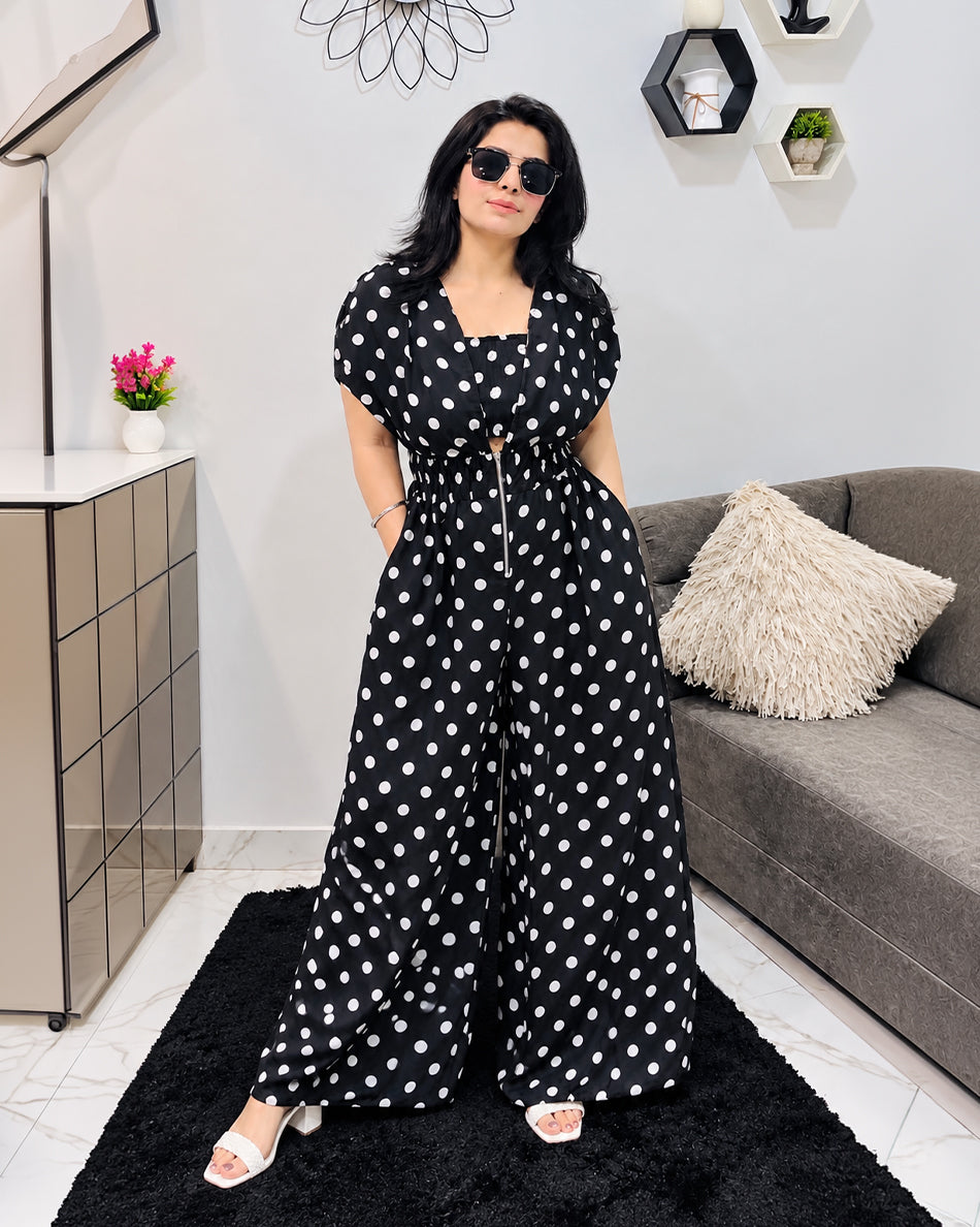 Polka Dot jump suit  with bustier