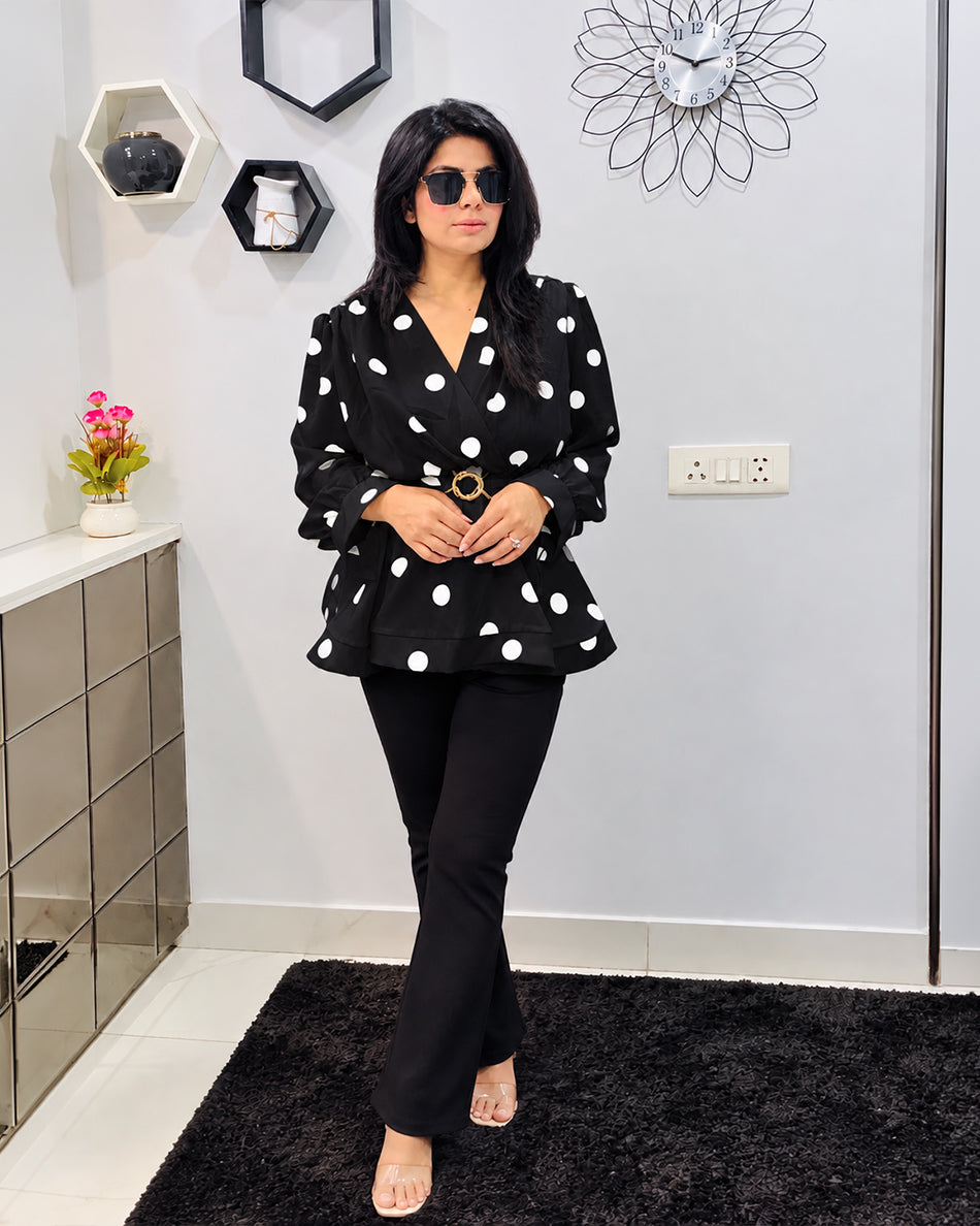 Polka Dot paplum Top