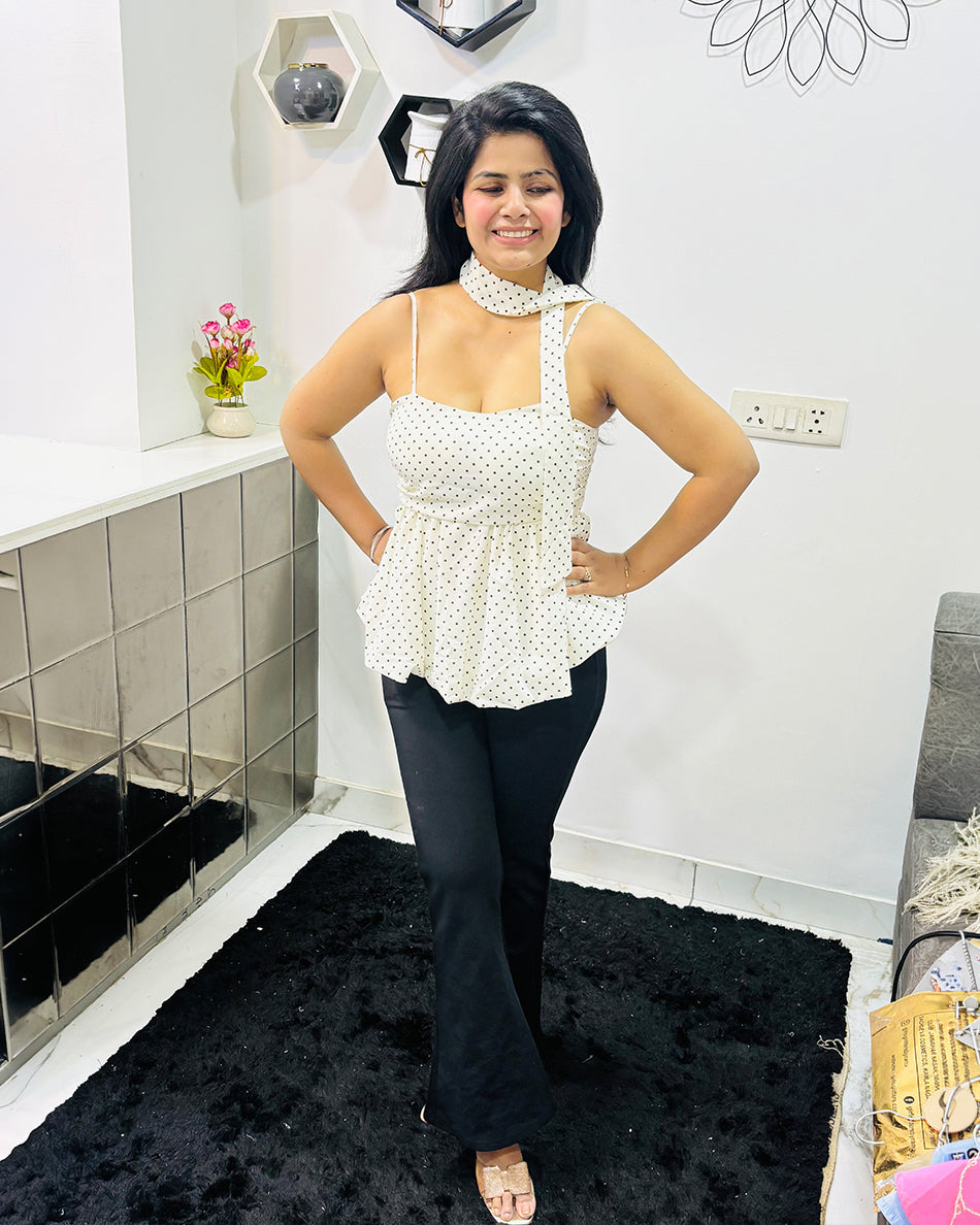 Padded Polka dot Top with scarf