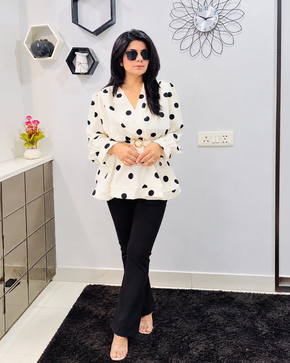Polka Dot paplum Top