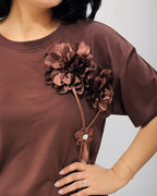 T shirt with 3 D flower