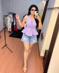 Check halter neck Top