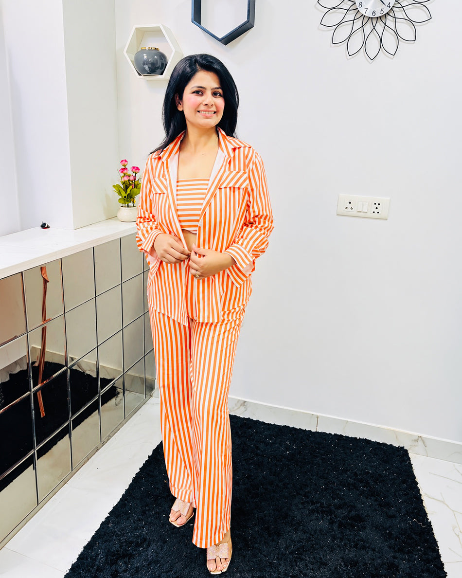 3 piece striped Co ord set