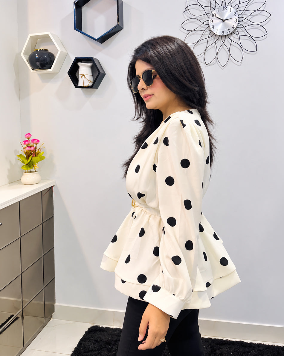 Polka Dot paplum Top