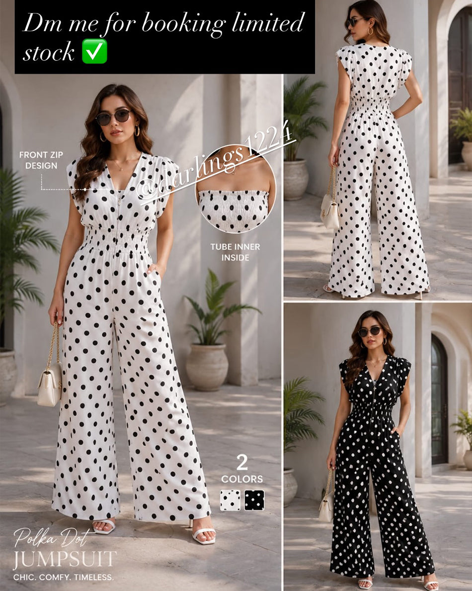 Polka Dot jump suit  with bustier