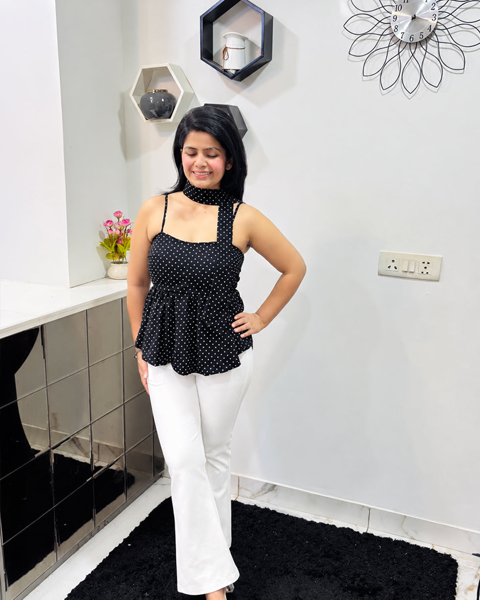 Padded Polka dot Top with scarf